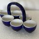 Cobalt Blue Egg Cup Service in earthenware by Georges Dreyfus workshop circa 1900