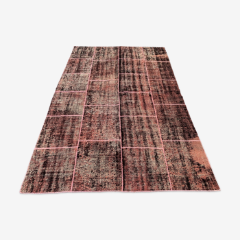 Distressed vintage turkish patchwork rug 250x165 cm wool large