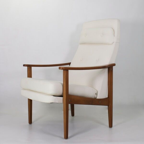 Scandinavian high back armchair from the 1960s adjustable headrest, restored