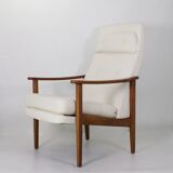 Scandinavian high back armchair from the 1960s adjustable headrest, restored