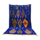 Handmade blue Moroccan rug, decorated, 250cm x 150cm