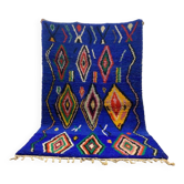 Tapis marocain artisanal bleu décoré 250cmx150cm