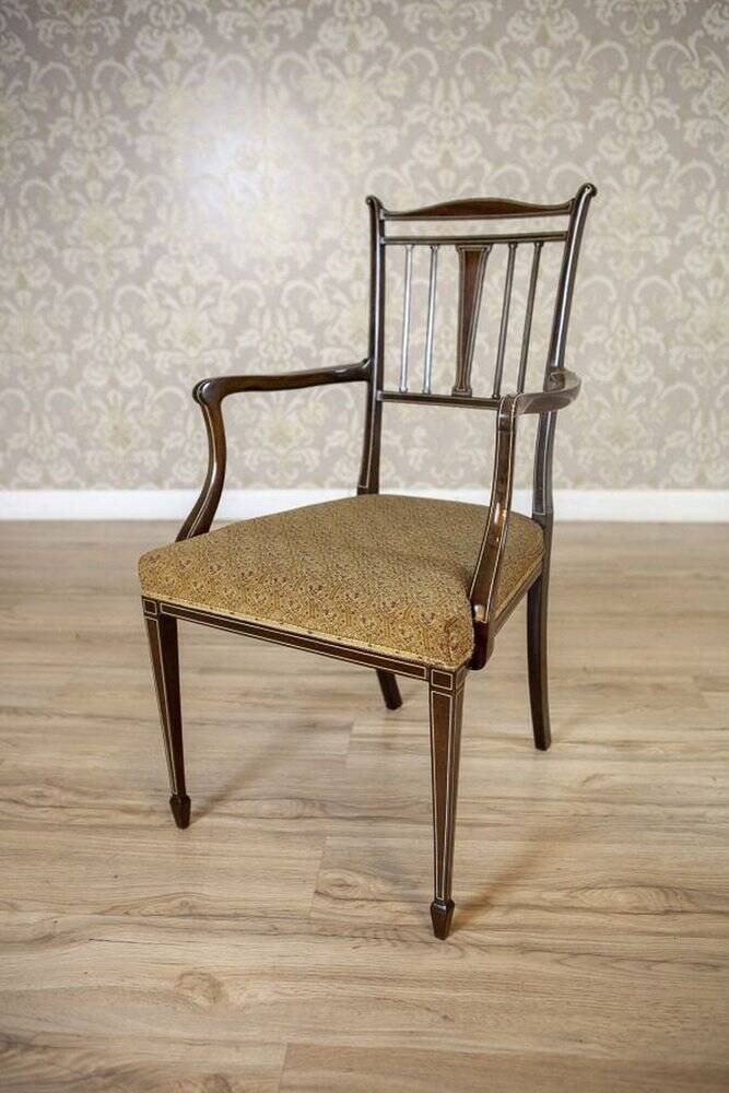 English Sheraton Style Armchairs and Chairs, Late 19th Century, Set of 4