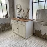 Meuble de métier enfilade patine blanche