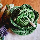Small soup tureen in cabbage barbotine