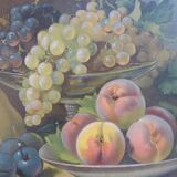 Oil on canvas still life with fruit by J. Rubel