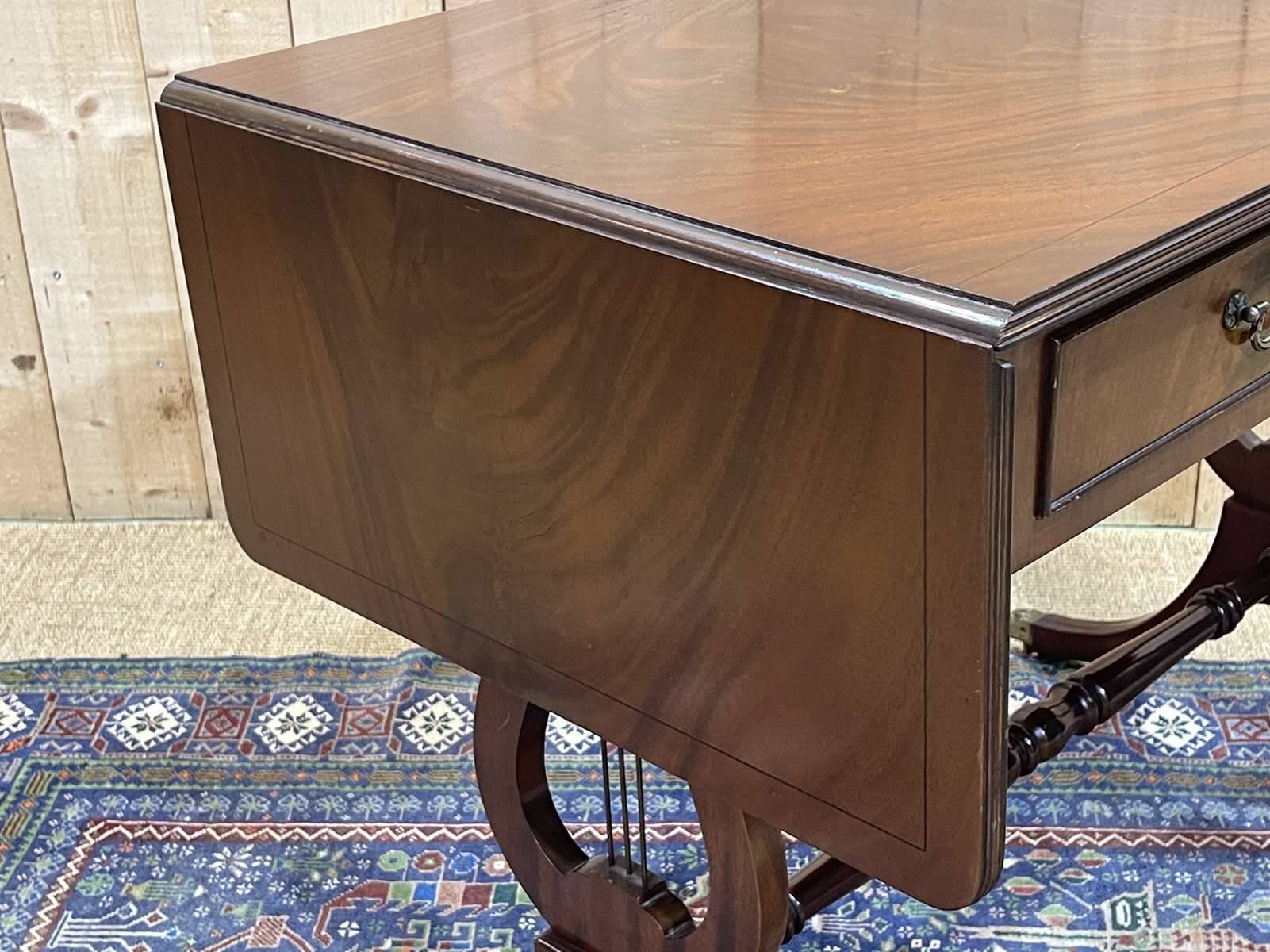 English mahogany drop-leaf desk from the 1950s