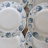 6 flat plates - Antique tableware set 82 pieces Sarreguemines earthenware Art Nouveau style