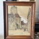Auguste Drouot (1881- 1955) painting "The cathedral of Auxerre and its surroundings"