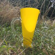 Pitcher, handcrafted vase in yellow glass