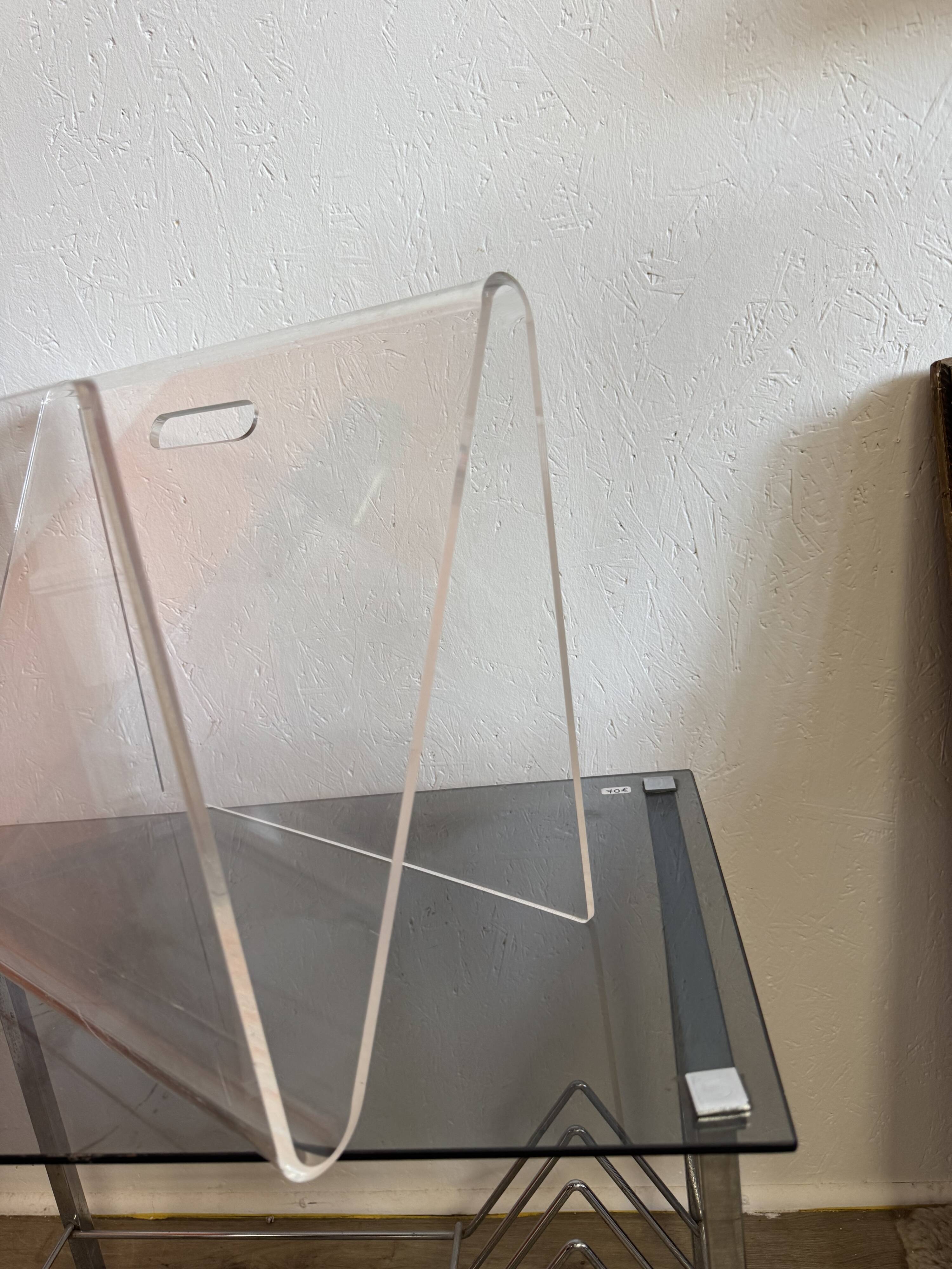 70s plexiglass magazine rack