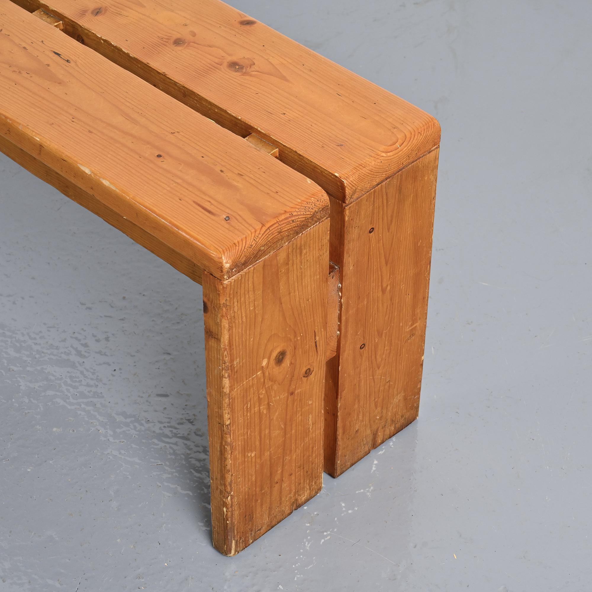 Solid pine bench, Les Arcs, circa 1973