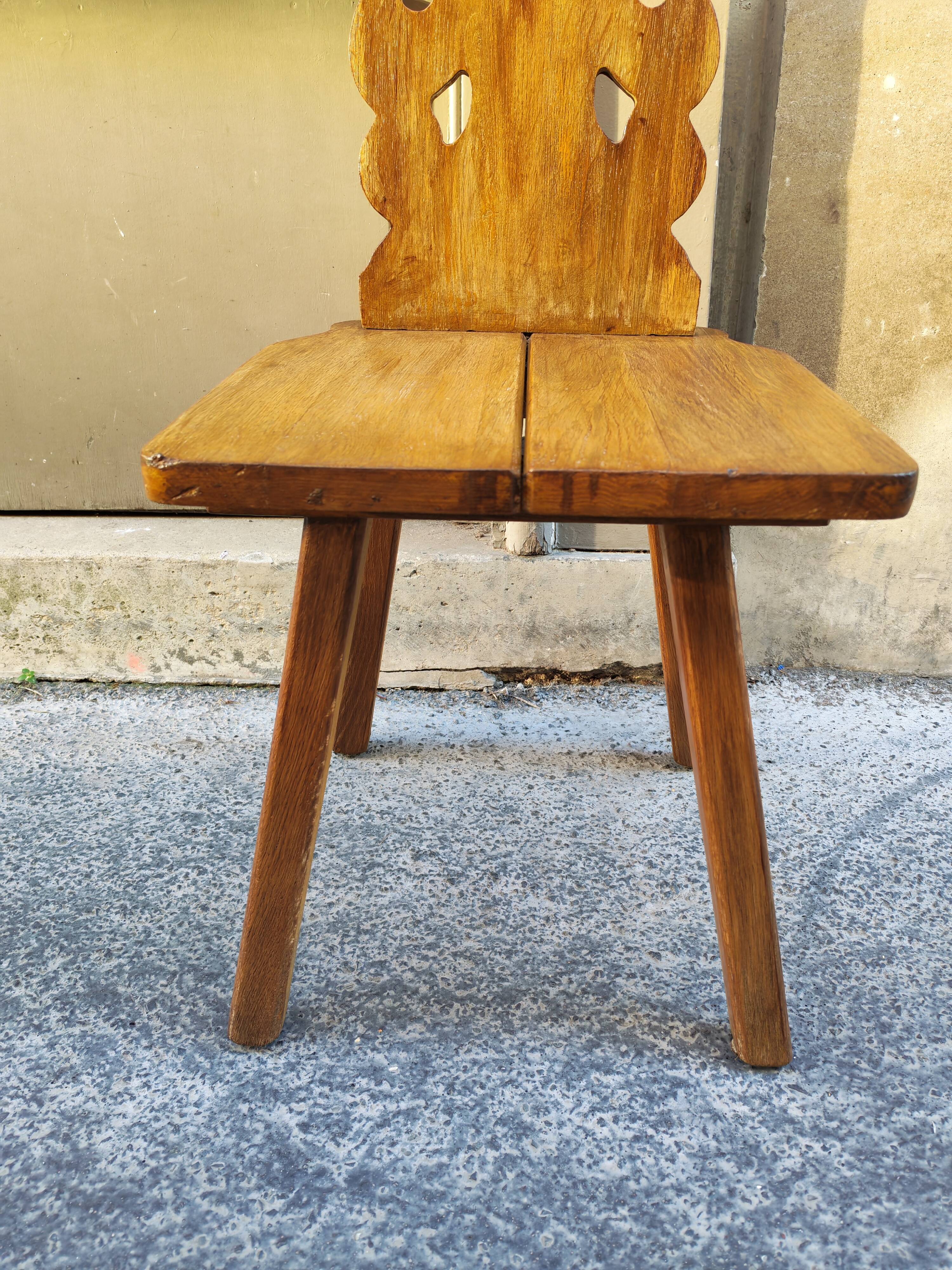 1960s solid wood folk chair