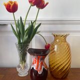 Vallauris vase in brown and orange fat lava