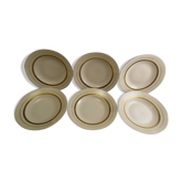 Service of 6 hollow plates of white and gilded Limoges UC porcelain