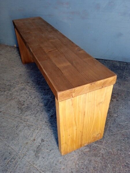 Old patinated solid wood bench 120cm