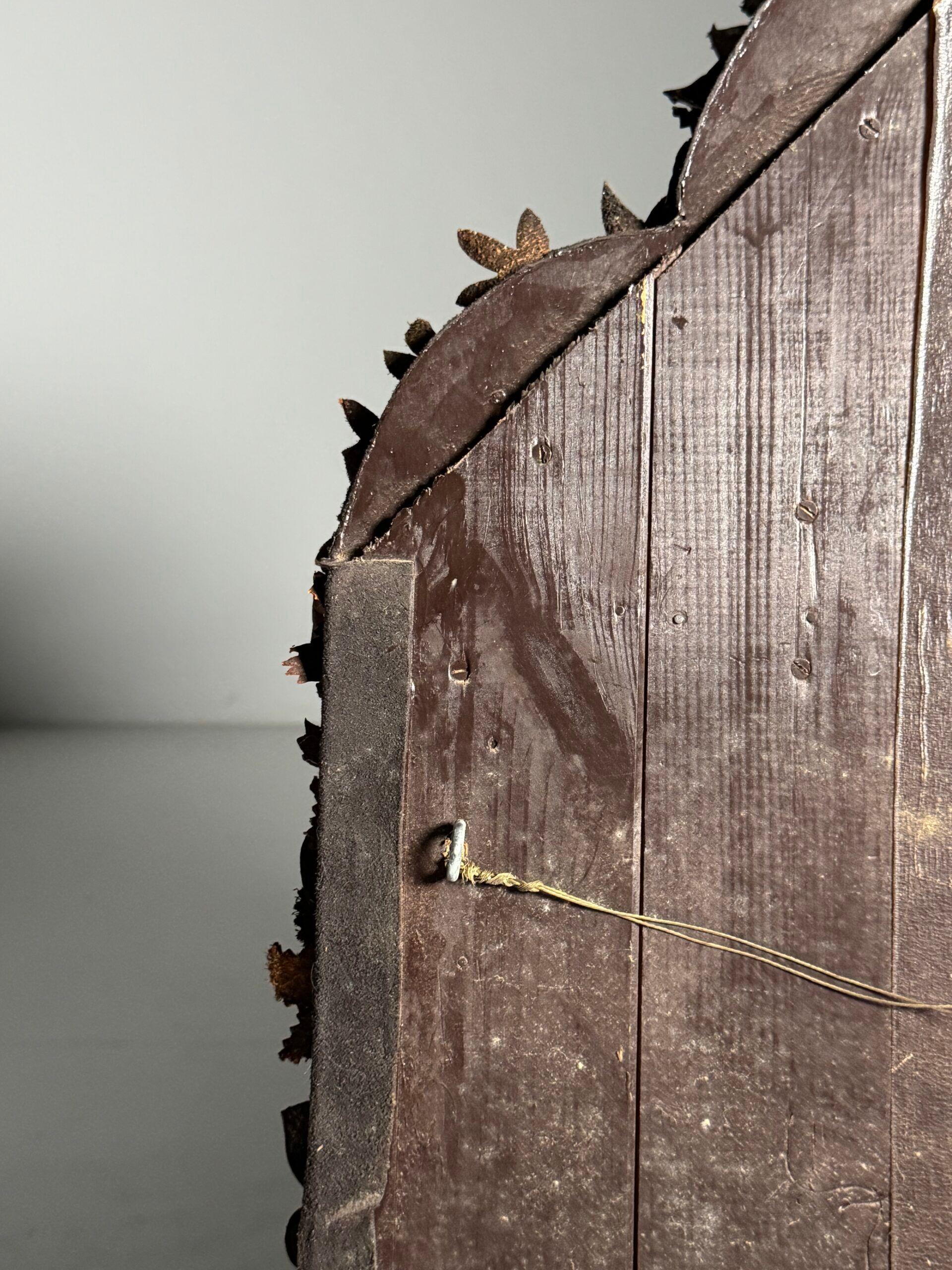 English folk art mirror leather