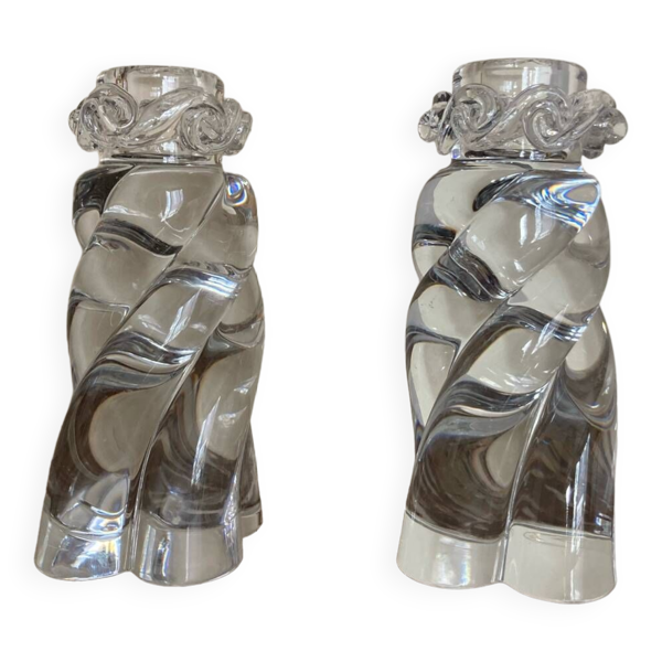 Paire de bougeoirs ''Aladin'' en cristal Baccarat