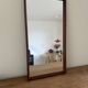 Beautiful vintage Danish teak mirror with mittered edges and nice brass det