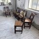 Set of 4 Savoyard pine folk art chairs from the 1950s.