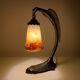 Bronze eagle lamp patinated and Art Nouveau style glass pate