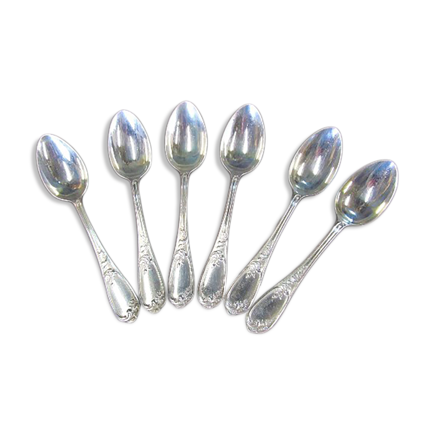 Ensemble de 6 cuillères à soupe plaquées argent Ercuis 84, France, style Art Nouveau| Louis XV