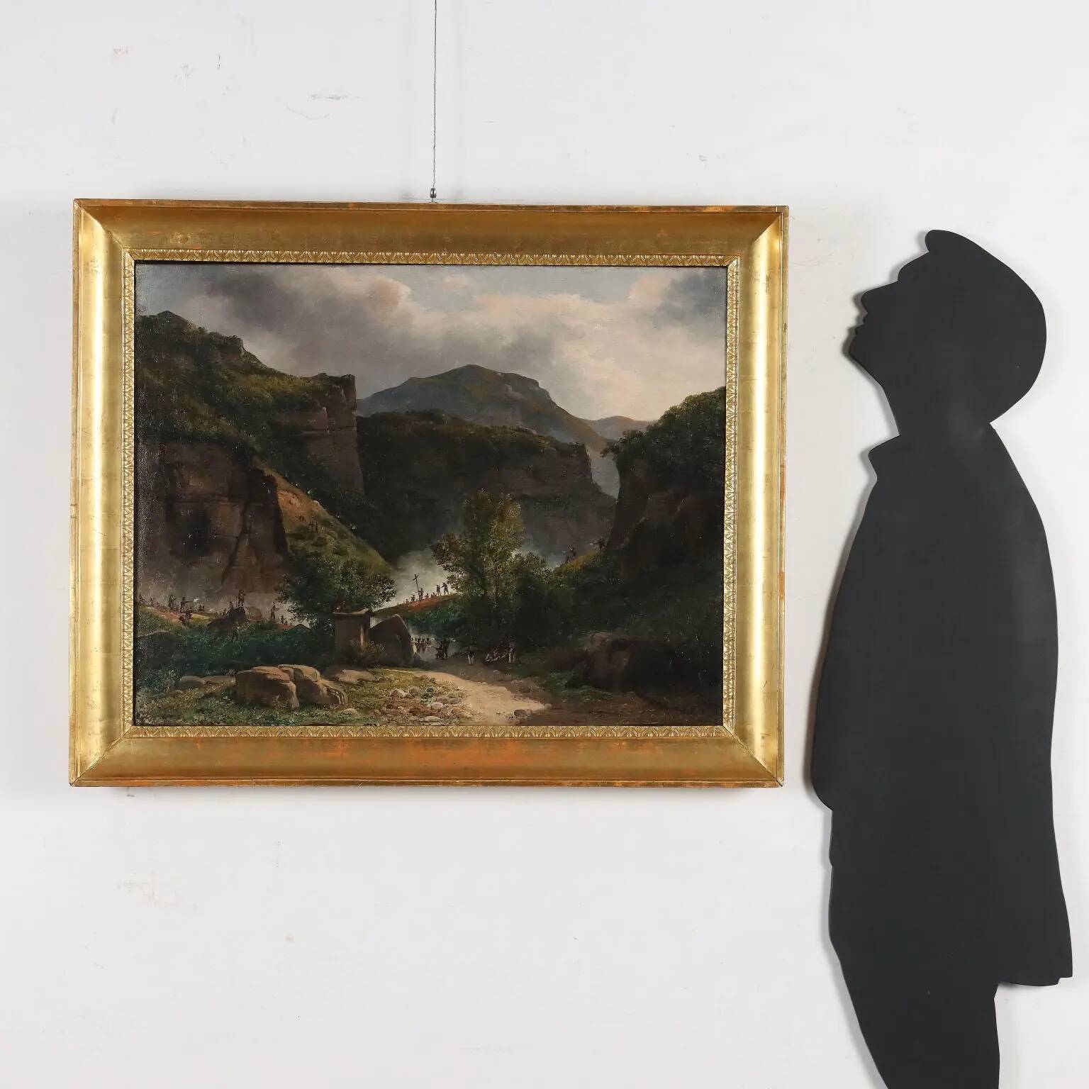 Ancient painting signed G. Canella, historical subject, around 1840.