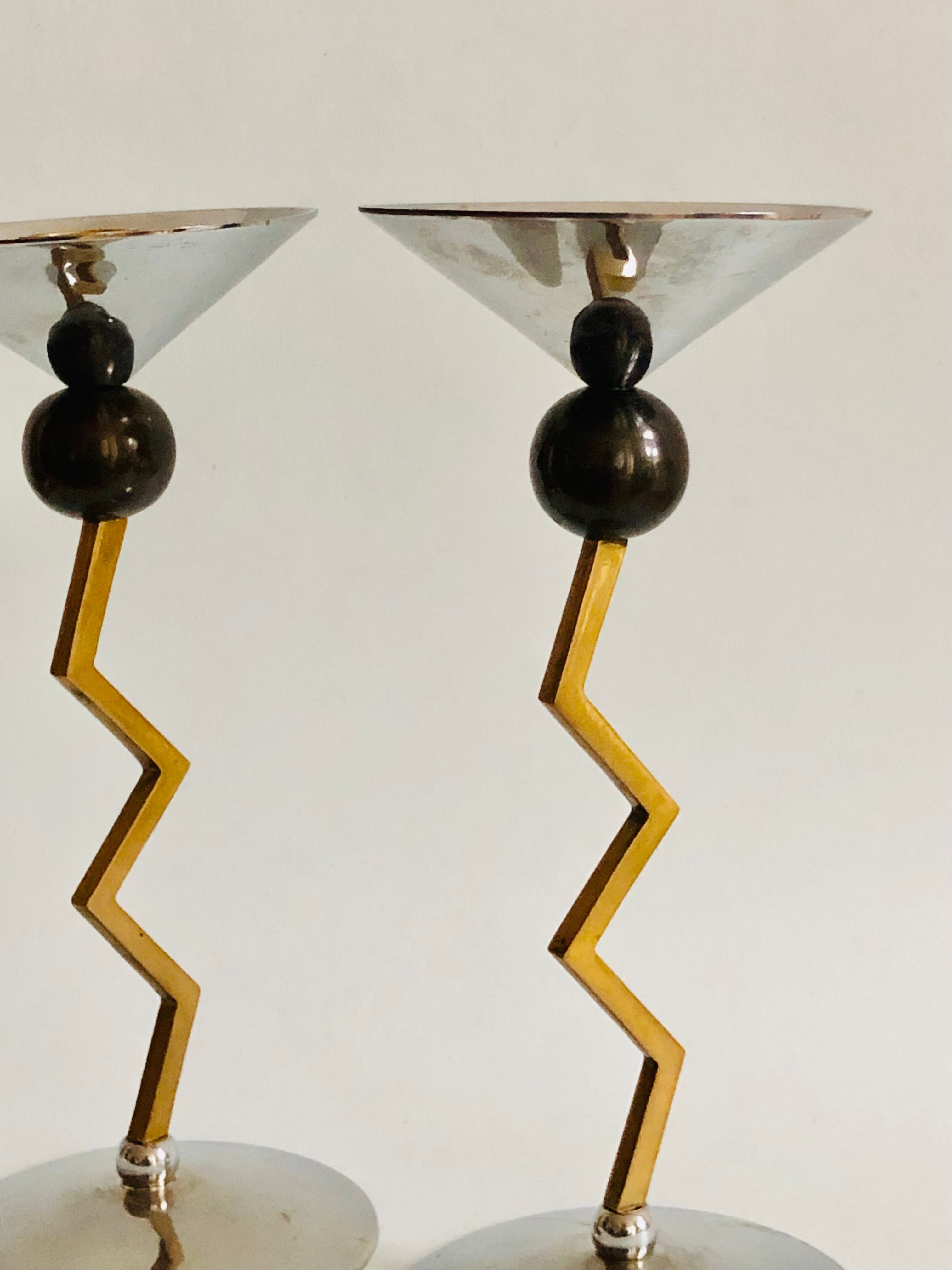 Pair of brass candle holders