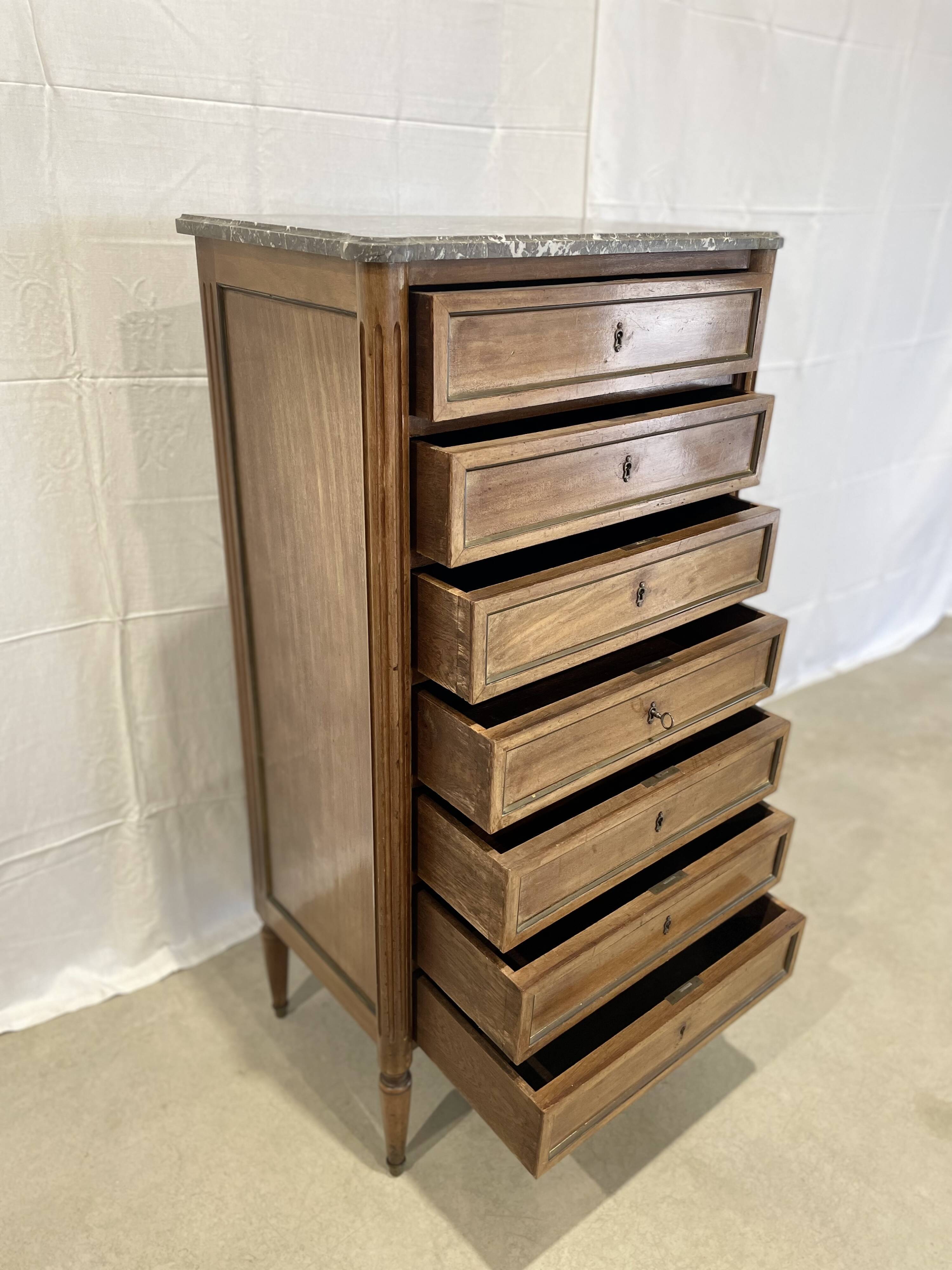 Louis XVI style weekly with marble top