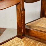 Series of 6 chairs in elm and rope Maison Regain