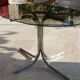 Oval glass and stainless steel table 70s
