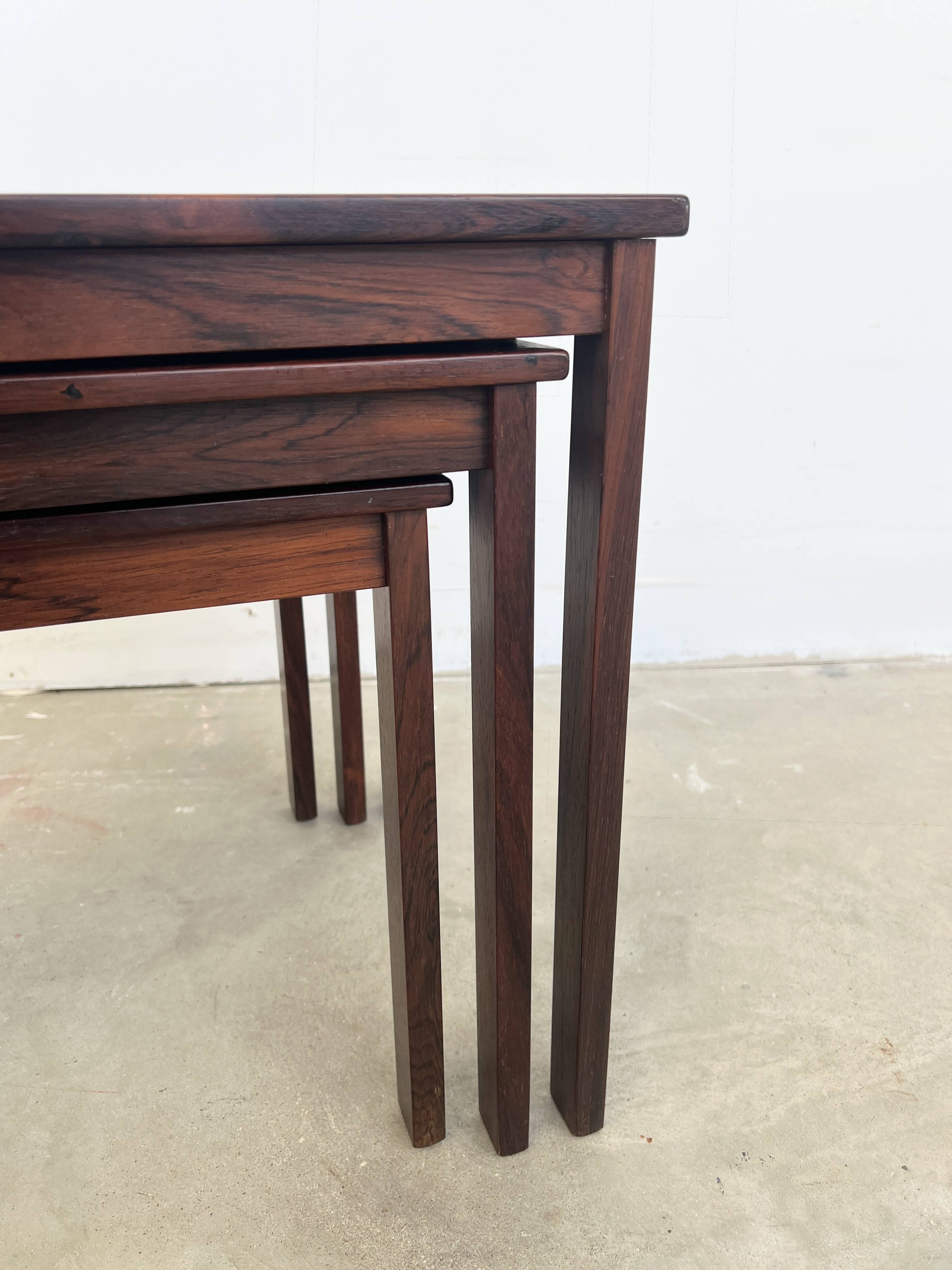 Nest of tables in rosewood, Denmark, 1960s.