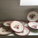 Set of 11 plates signed Mignardises Sarreguemines hand painted decor