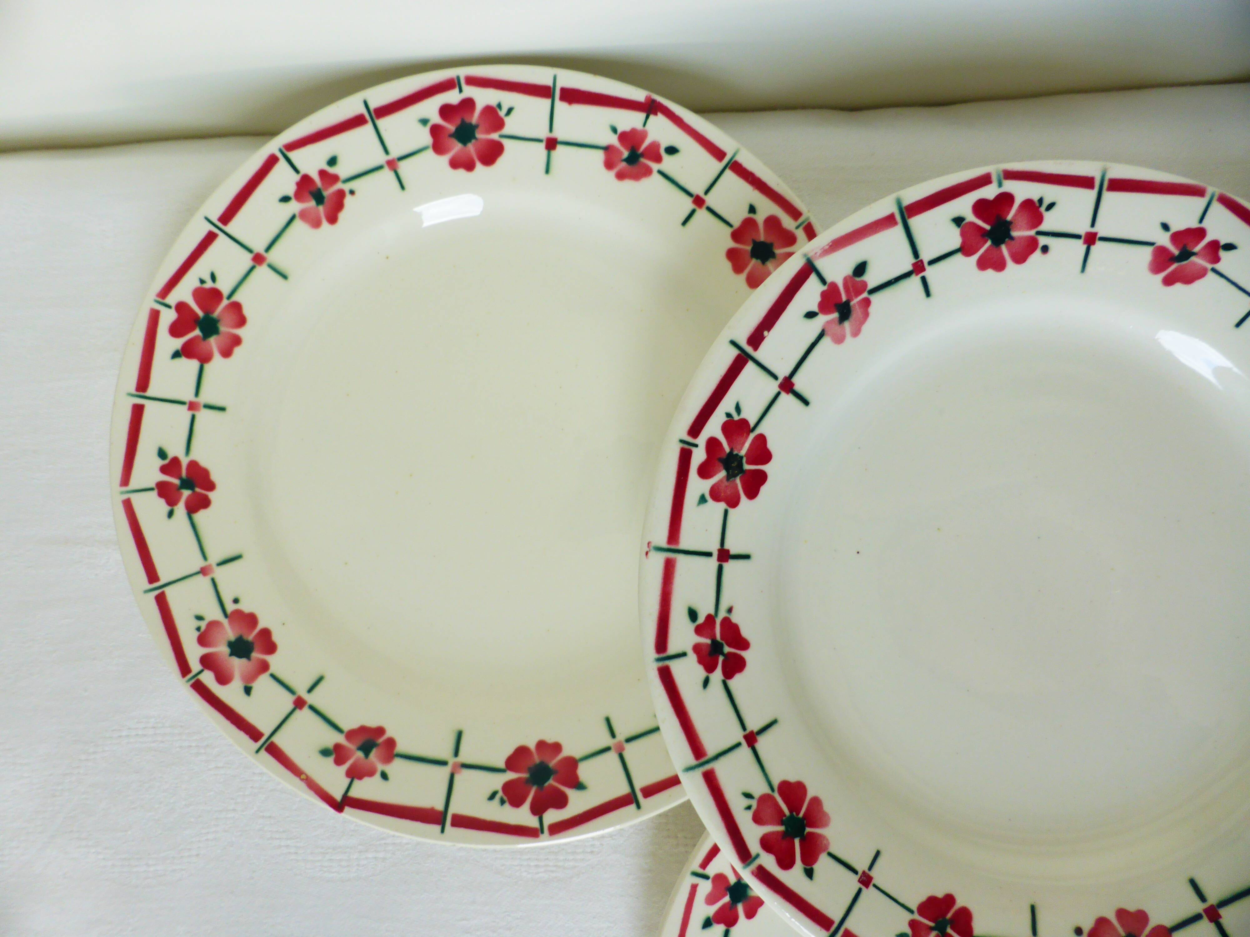 4 vintage flat plates Céranord St amand model Monique 2103152