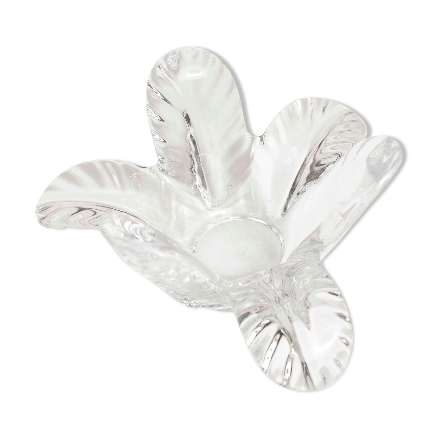 Vide poche floral cristal d'arques transparent signé