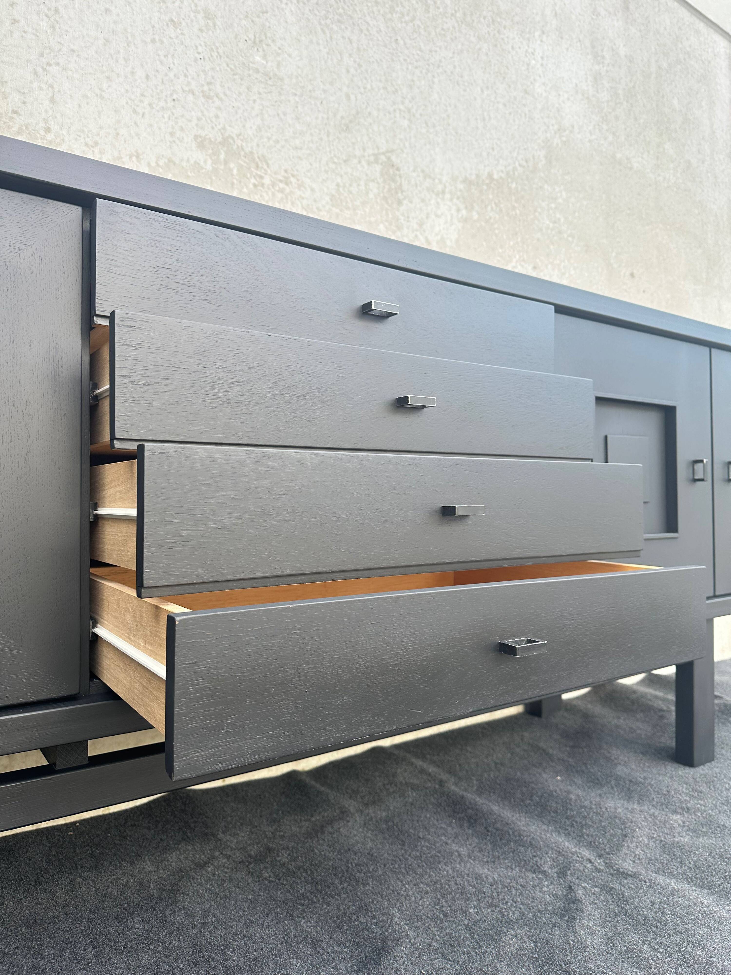 XL design black stained oak brutalist sideboard – De Coene