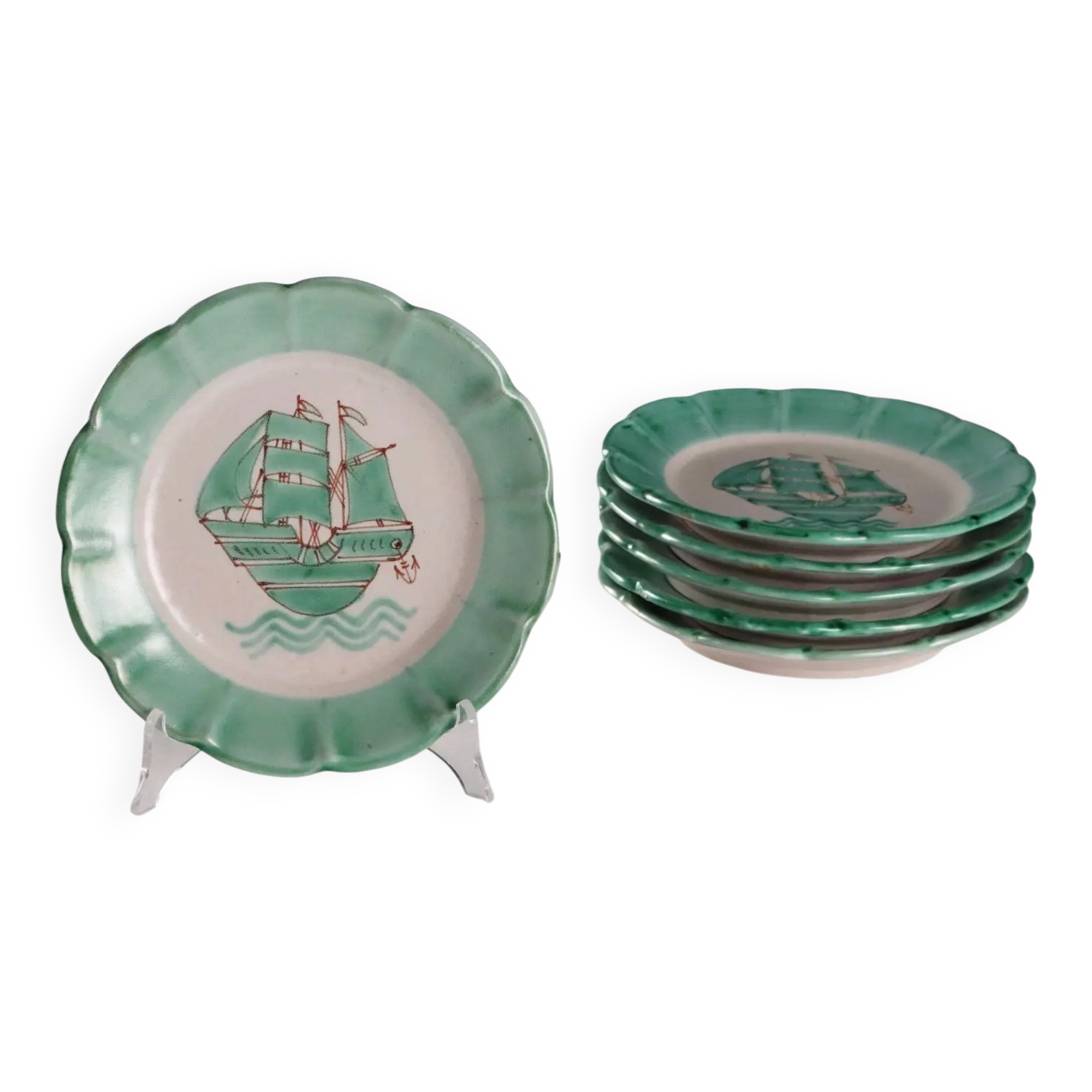 Assiettes vintage C.A.S Vietri, décorations en céramique, Italie, années 1950s-19