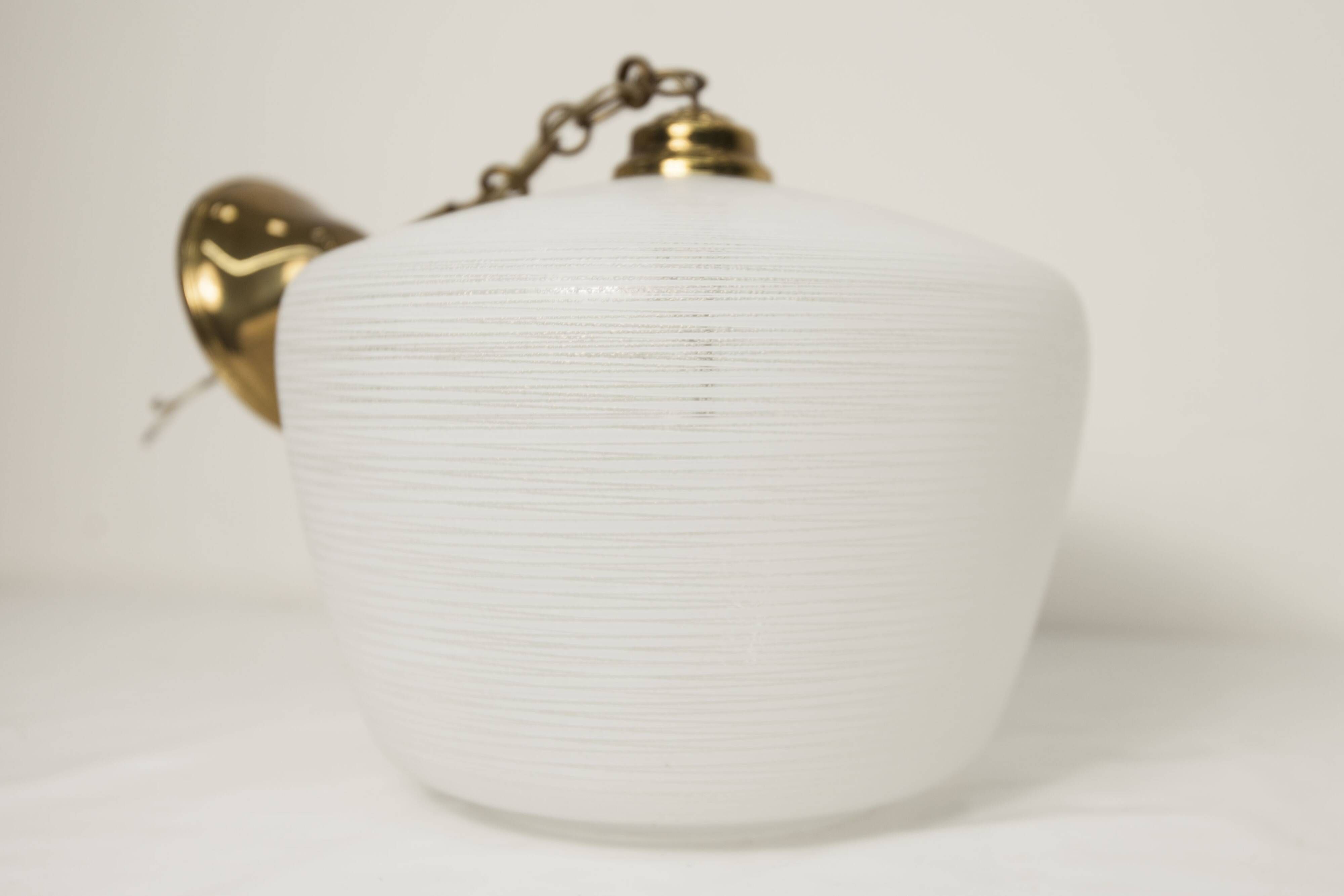Lustre Italy 1960 striped glass and mid-century brass 1950
