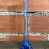 Vintage Early 20th Century Vertical Blue Glass Soliflore Vase #D755