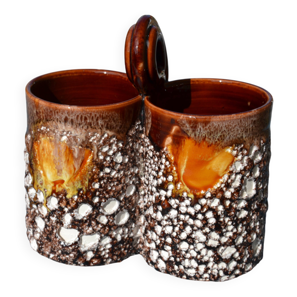 Double vase/porte couverts en céramique fat lava — Beyit