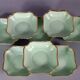 Antique Limoges green & gold porcelain dessert / cream service C593
