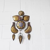 Brass, Copper and Enamel Mobile by Cesar Vasquez, Mid Century Wall Hanging Metal