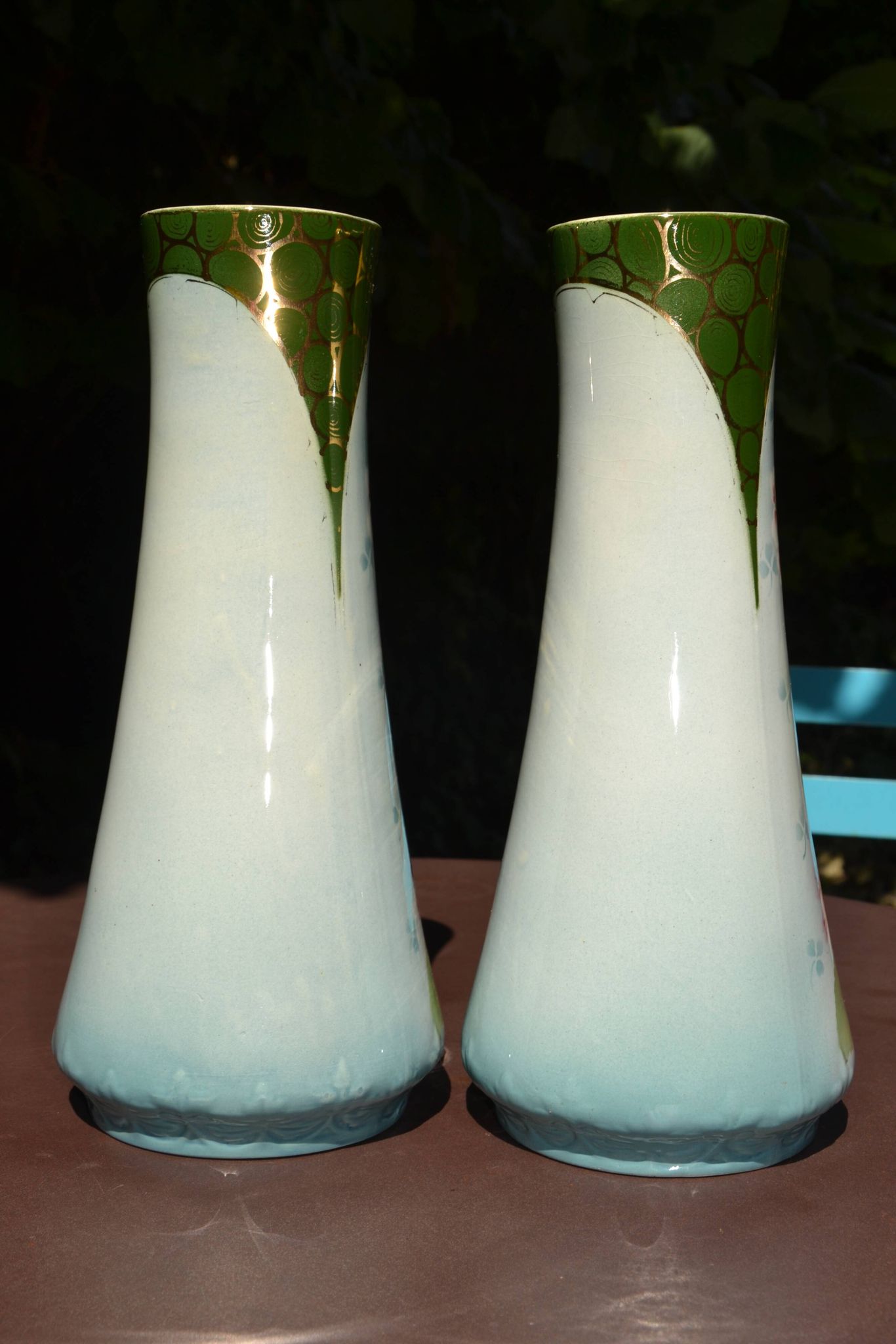 2 flowered vases St Amand early 20th century