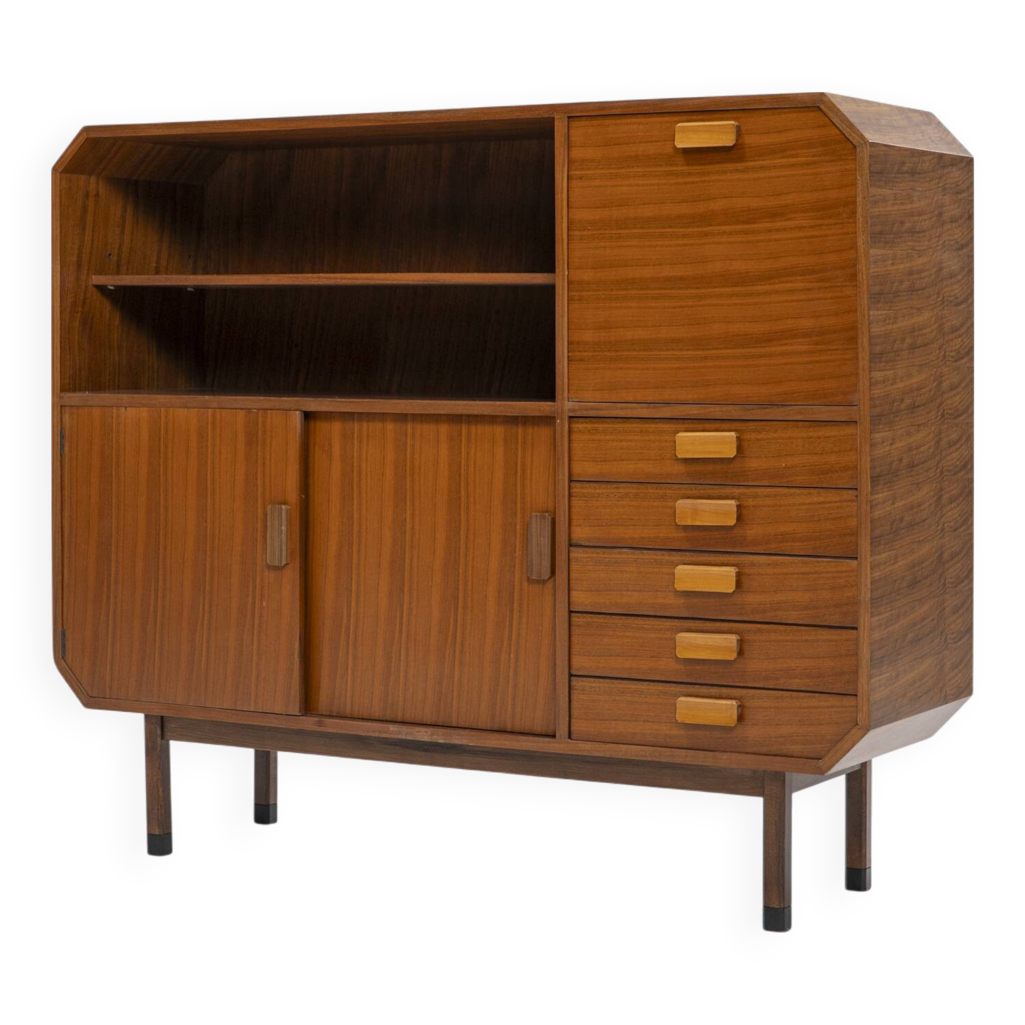 Buffet haut en teck, Italie, années 1960