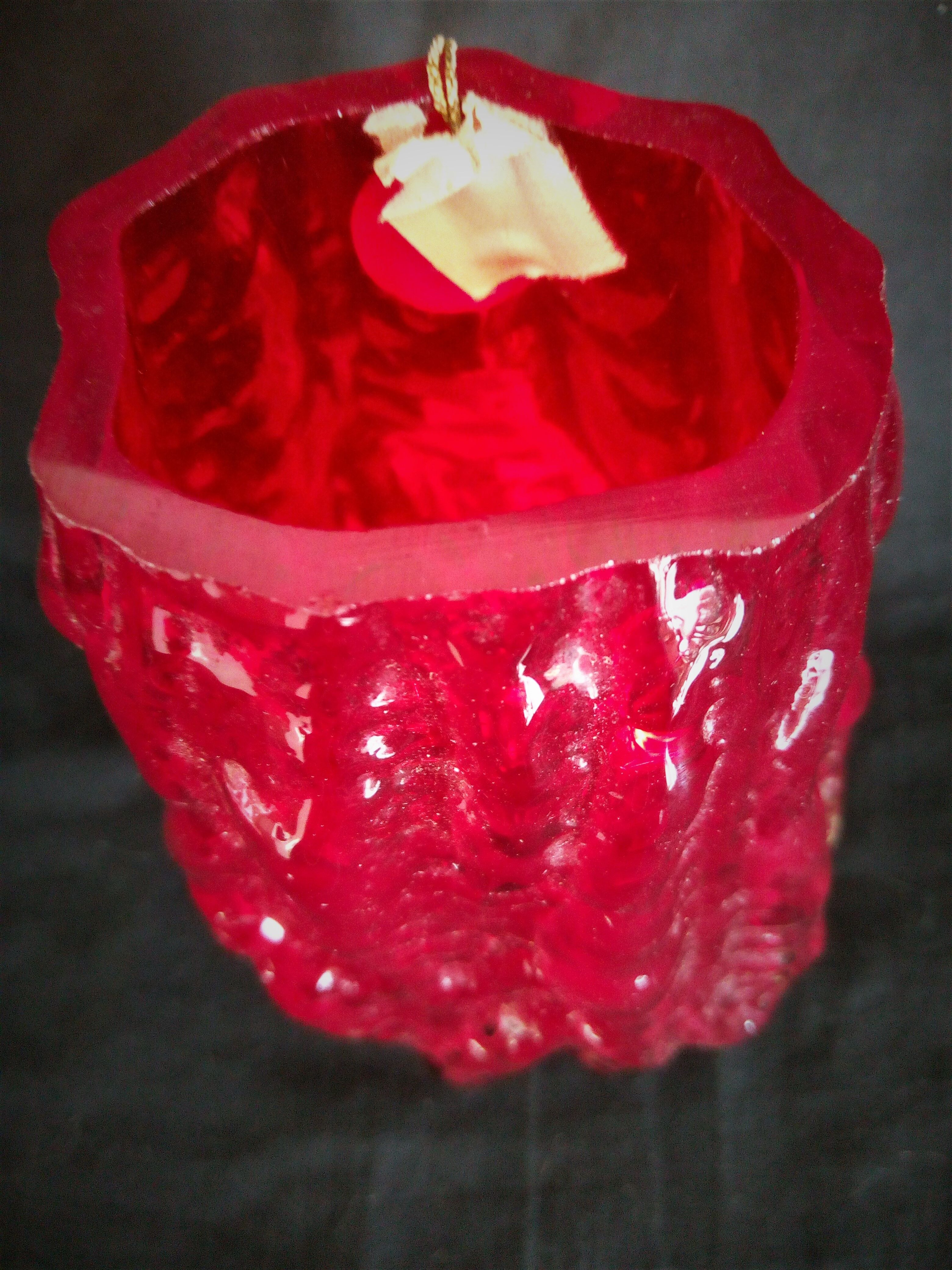 Mouth-blown rock crystal vase, red, Glassworks Ingrid, Germany