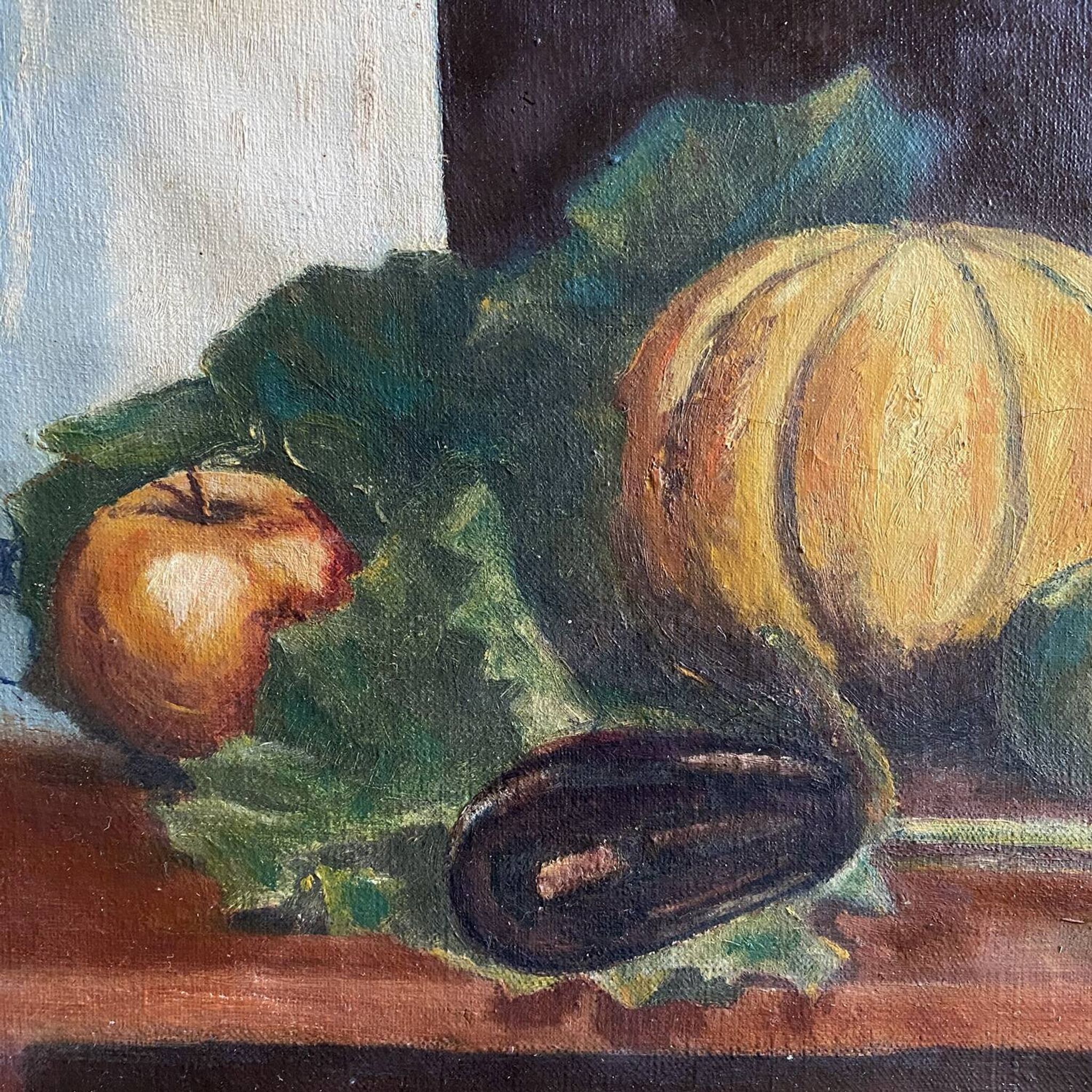 Tableau 1900 "La table aux fruits" signé Fastet