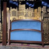 Louis XVI style bed blue velvet