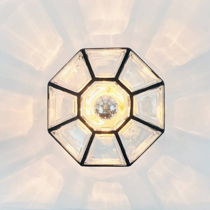 Pair Of Mid Century Glass Ceiling Lights Or Wall Lamps From Limburg, 1960s