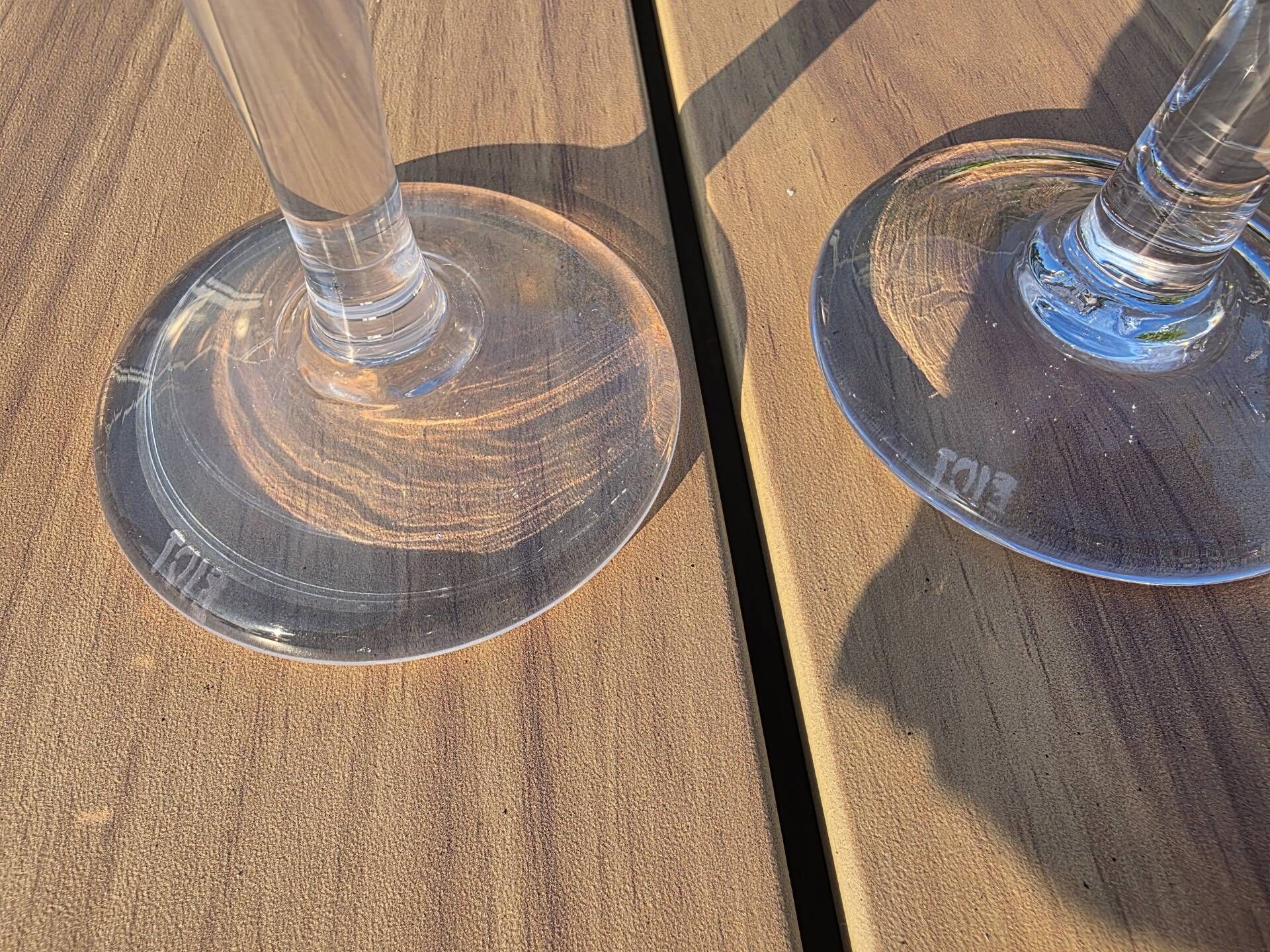Set of 4 bubble glass champagne flutes / goblets Biot Signed 22 cm