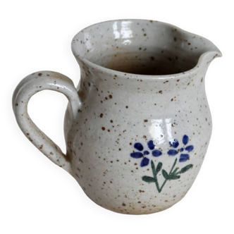 Vintage artisanal ceramic milk jug speckled floral pattern